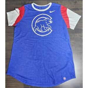 Chicago Cubs Nike Tee T-shirt Women’s Size Large Colorblock Athletic Fit Blue